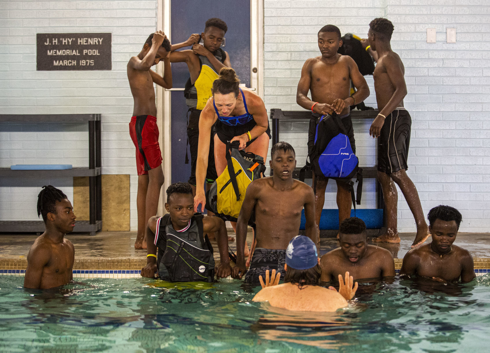 Refugee swim class